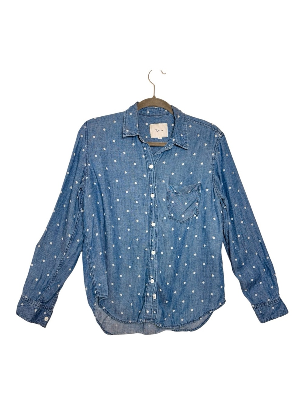 Rails Ingrid Polka Dot Chambray Button Down Shirt Indie Preppy Small